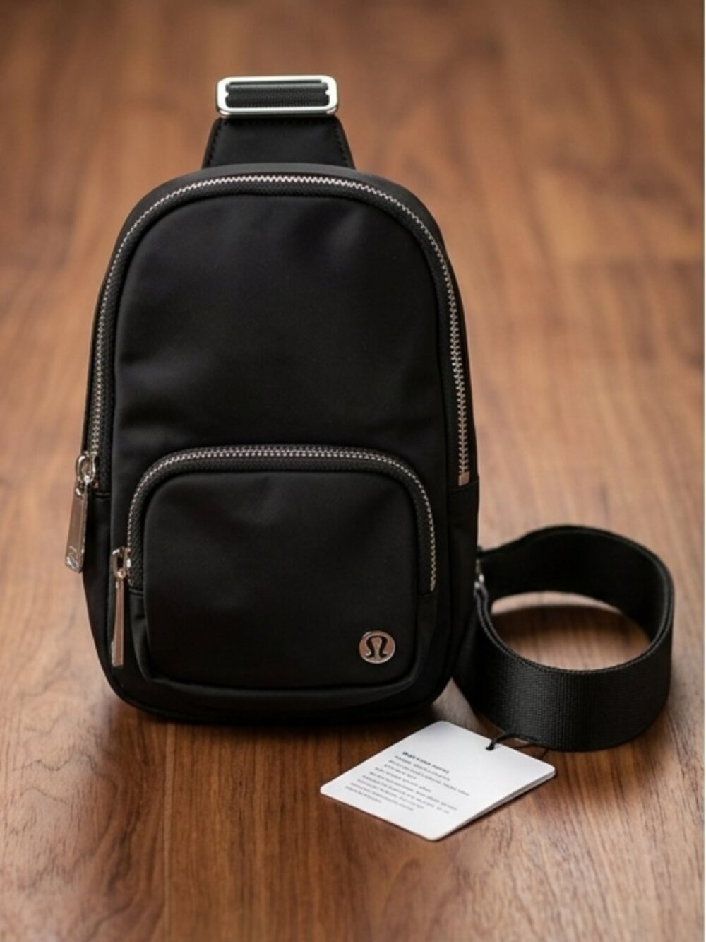 NWT Lululemon Everywhere Small Sling Bag - Black with Silver Hardware